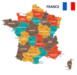  Magnetic map of France, illustrated, colored