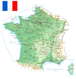  Magnetic map of France, geographic, colored