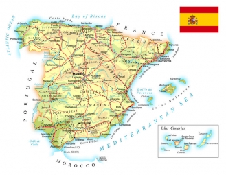  Magnetic map of Spain, geographic, colored