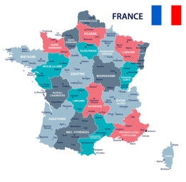  Magnetic map of France, illustrated, colored