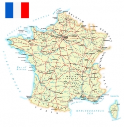  Magnetic map of France, detailed, colored