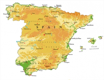  Magnetic map of Spain, geographic, colored