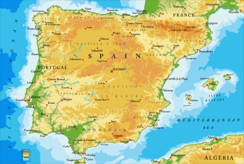  Magnetic map of Spain, geographic, colored