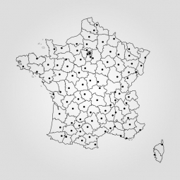  Magnetic map of France, illustrated, grey