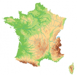  Magnetic map of France, geographic, colored
