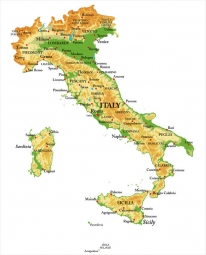  Magnetic map of Italy, geographic, colored
