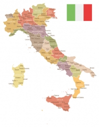  Magnetic map of Italy, illustrated, colored