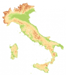  Magnetic map of Italy, geographic, without labels