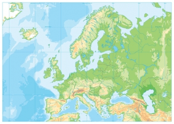  Magnetic map of Europe, geographic, without labels