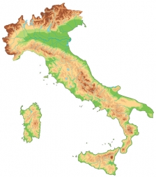  Magnetic map of Italy, geographic, without labels