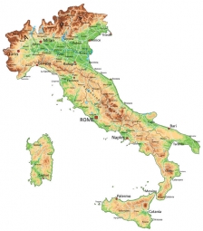  Magnetic map of Italy, geographic, detailed