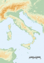  Magnetic map of Italy, geographic, without labels