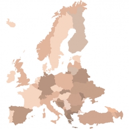  Magnetic map of Europe, illustrated, colored