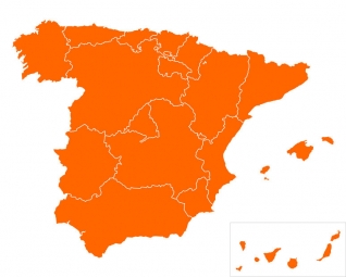  Magnetic map of Spain, illustrated, Orange