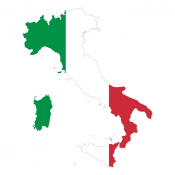  Magnetic map of Italy, illustrated, colored