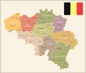  Magnetic map of Belgium, illustrated, colored