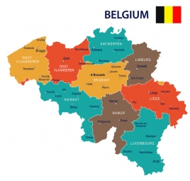  Magnetic map of Belgium, illustrated, colored