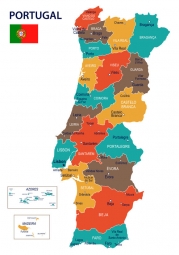 Magnetic map of Portugal, illustrated, colored