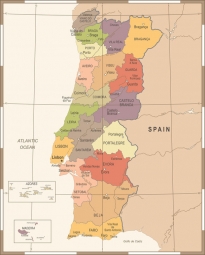  Magnetic map of Portugal, vintage, colored