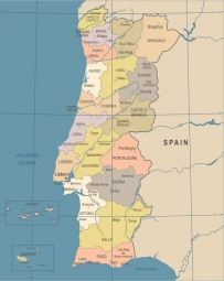  Magnetic map of Portugal, illustrated, colored