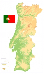  Magnetic map of Portugal, geographic, colored