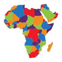  Magnetic map of Africa, illustrated, colored