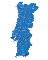  Magnetic map of Portugal, administrative, blue