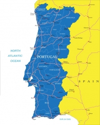  Magnetic map of Portugal, administrative, blue