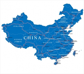  Magnetic map of China, administrative, blue