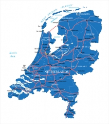  Magnetic map of Netherlands, administrative, blue