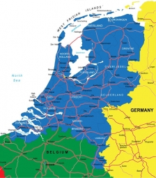  Magnetic map of Netherlands, administrative, blue