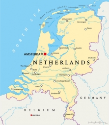  Magnetic map of Netherlands, political, colored