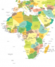 Magnetic map of Africa, political, colored