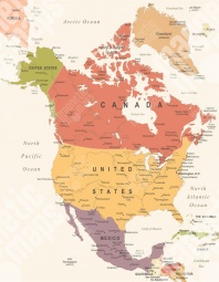  Magnetic map of North America, illustrated, colored