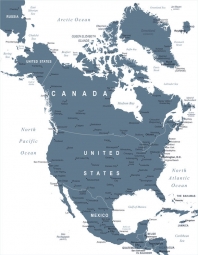  Magnetic map of North America, illustrated, white-blue