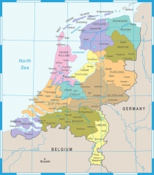  Magnetic map of Netherlands, illustrated, colored