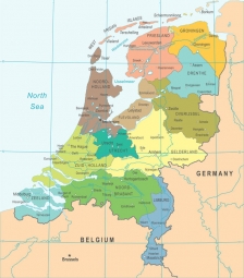  Magnetic map of Netherlands, illustrated, colored