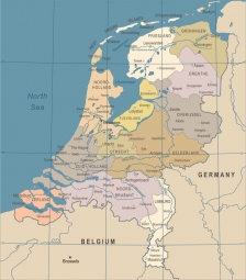  Magnetic map of Netherlands, illustrated, colored