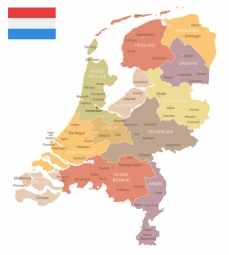 Magnetic map of Netherlands, illustrated, colored