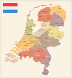  Magnetic map of Netherlands, illustrated, colored