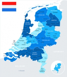  Magnetic map of Netherlands, illustrated, blue