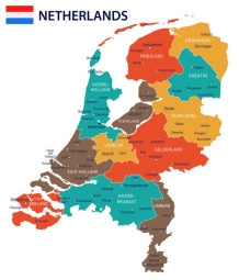  Magnetic map of Netherlands, illustrated, colored