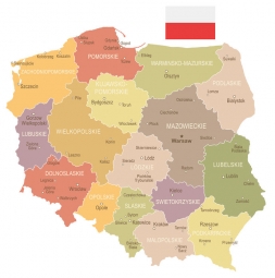  Magnetic map of Poland, illustrated, colored