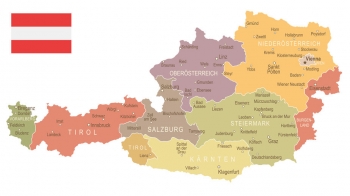  Magnetic map of Austria, vintage, colored