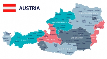  Magnetic map of Austria, illustrated, colored