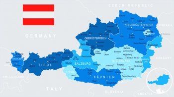 Magnetic map of Austria, illustrated, blue