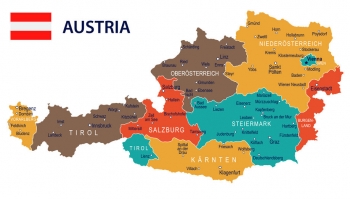  Magnetic map of Austria, illustrated, colored