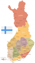  Magnetic map of Finland, vintage, colored