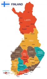  Magnetic map of Finland, illustrated, colored