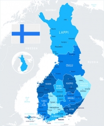  Magnetic map of Finland, illustrated, blue